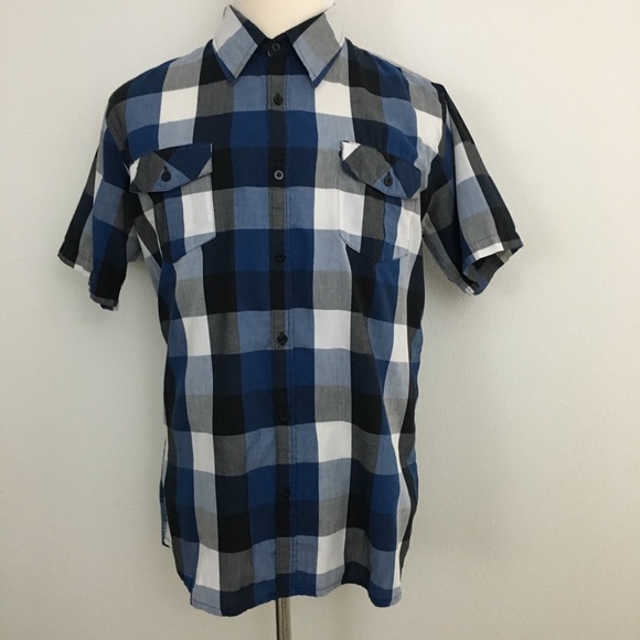 💙 Checked Plaid Button Down Short Sleeve Shirt - Picture 2 of 8